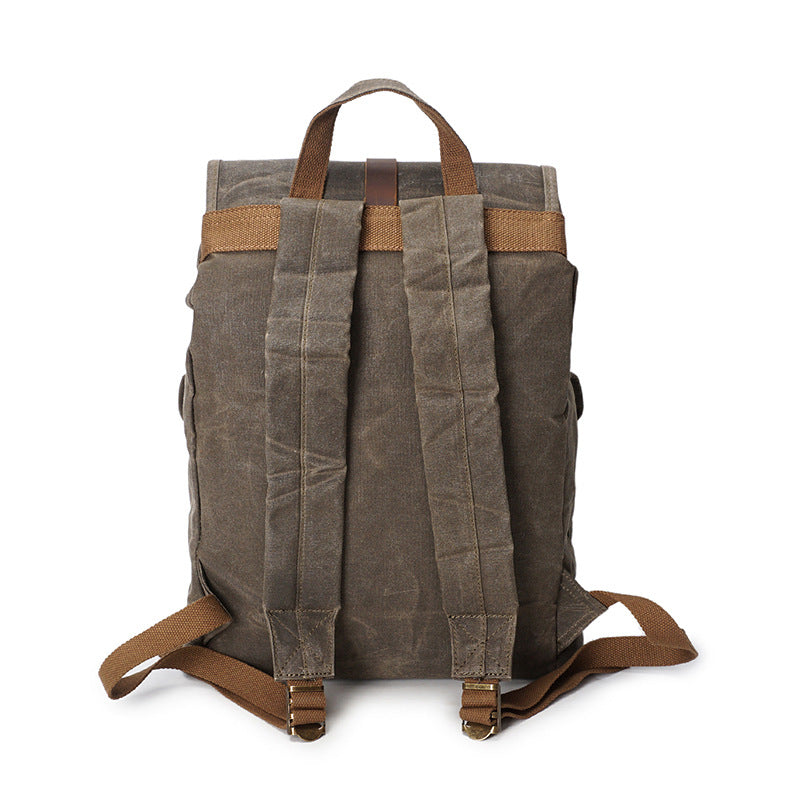 Vintage Leder Rucksack - Ölwachs Canvas mit Rindsleder