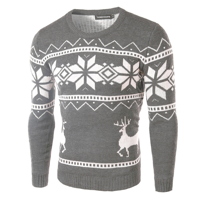 Elch-Print Pullover Sweatshirt