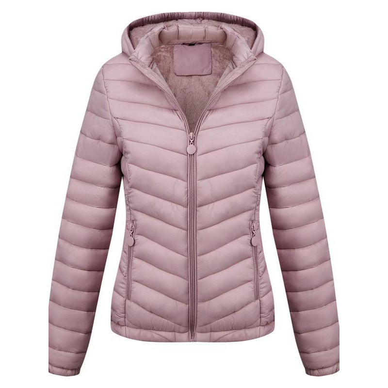 Damen Winter Mantel mit Kapuze und Reißverschluss - Einfarbig Casual