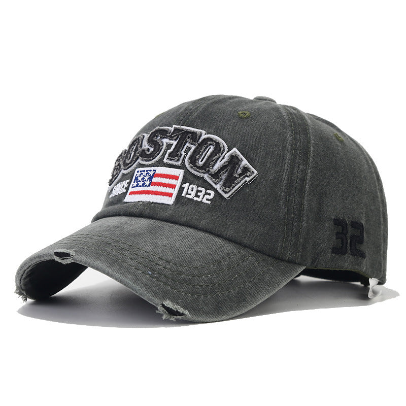 Vintage Baseball Cap mit Buchstaben - Gewaschene Distressed Kappe