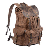 Retro Canvas Rucksack - Vintage Studenten Backpack mit Kordelzug