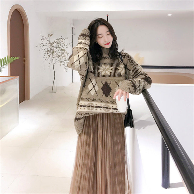 Netz-Pullover in Rot - Trendiger Oversized Sweater