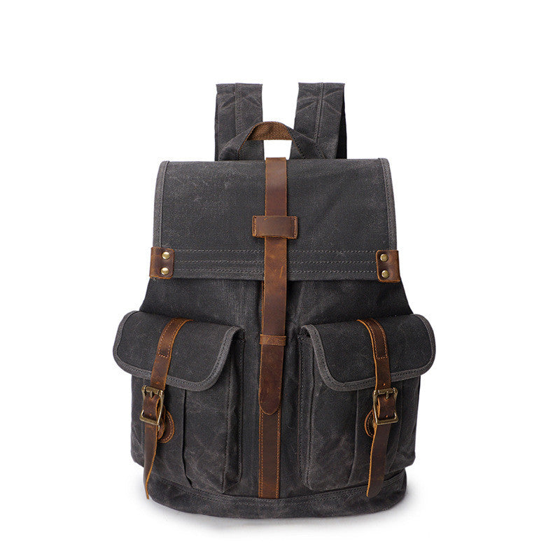 Vintage Leder Rucksack - Ölwachs Canvas mit Rindsleder