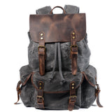 Retro Canvas Rucksack - Vintage Studenten Backpack mit Kordelzug