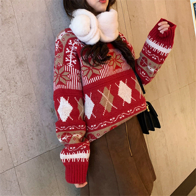 Netz-Pullover in Rot - Trendiger Oversized Sweater