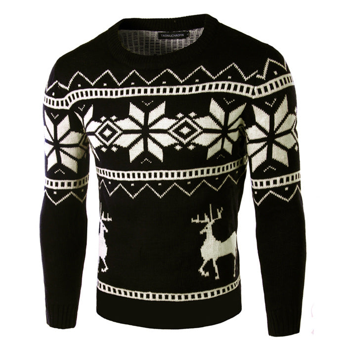 Elch-Print Pullover Sweatshirt
