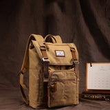 Canvas Rucksack Damen - Moderner Laptop Backpack mit Mehrfachtaschen