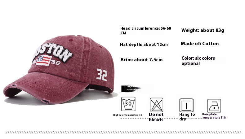 Vintage Baseball Cap mit Buchstaben - Gewaschene Distressed Kappe