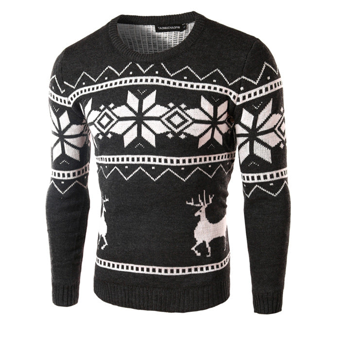 Elch-Print Pullover Sweatshirt
