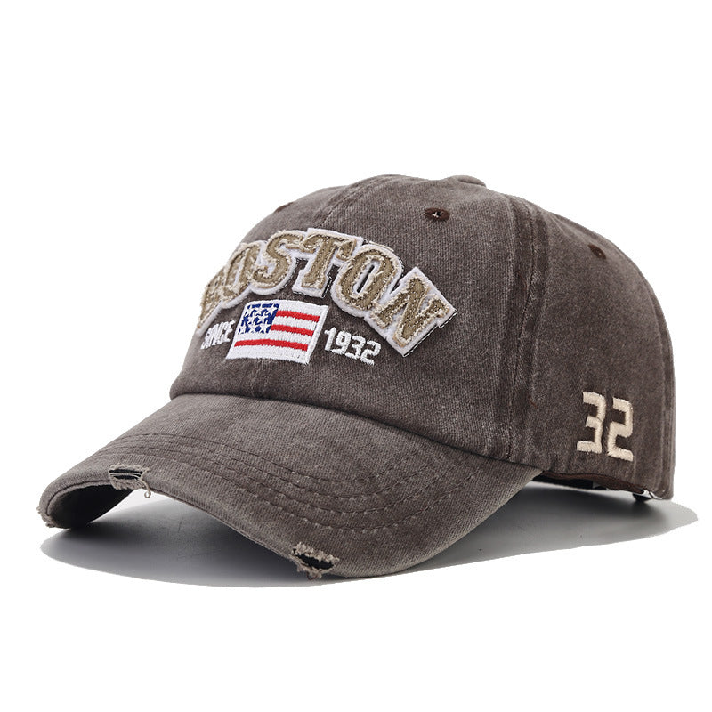 Vintage Baseball Cap mit Buchstaben - Gewaschene Distressed Kappe