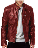 Herren Warme Zipper Strickjacke mit Taschen und PU-Leder Details