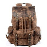 Retro Canvas Rucksack - Vintage Studenten Backpack mit Kordelzug