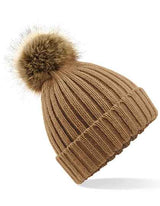 Faux Fur Pop Pom Chunky Beanie - CB412