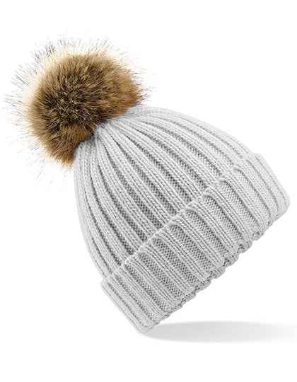 Faux Fur Pop Pom Chunky Beanie - CB412