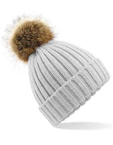 Faux Fur Pop Pom Chunky Beanie - CB412