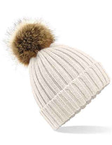 Faux Fur Pop Pom Chunky Beanie - CB412