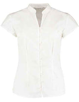 Tailored Fit Mandarin Collar Poplin Blouse Cap Sleeve - K727