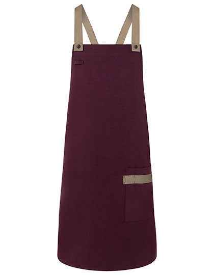 Latzschürze Urban-Look mit Kreuzbändern und Tasche - KY119