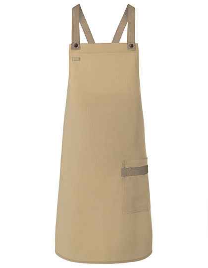 Latzschürze Urban-Look mit Kreuzbändern und Tasche - KY119