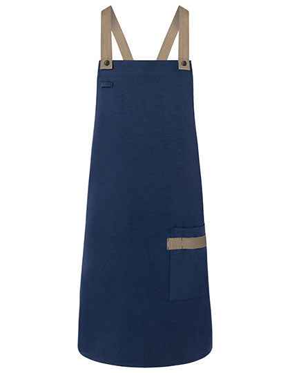 Latzschürze Urban-Look mit Kreuzbändern und Tasche - KY119