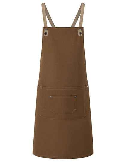 Latzschürze Urban-Nature mit Kreuzbändern und großer Tasche - KY120