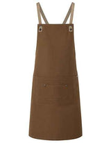 Latzschürze Urban-Nature mit Kreuzbändern und großer Tasche - KY120