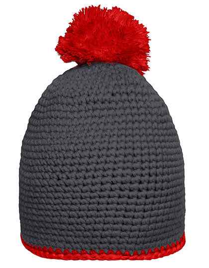 Pompon Hat With Contrast Stripe - MB7964