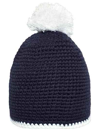 Pompon Hat With Contrast Stripe - MB7964