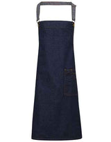 District Waxed Look Denim Bib Apron - PW134