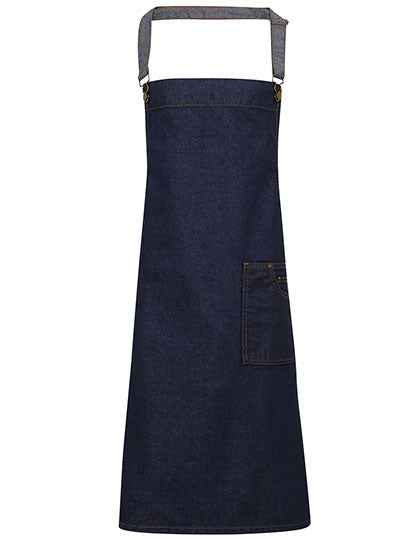 District Waxed Look Denim Bib Apron - PW134