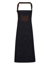 Division Waxed Look Denim Bib Apron With Faux Leather - PW136