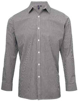 Men´s Microcheck (Gingham) Long Sleeve Cotton Shirt - PW220