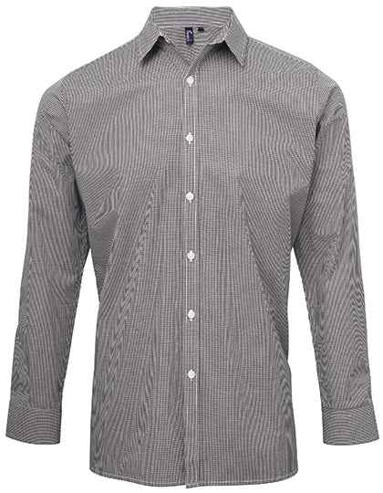 Men´s Microcheck (Gingham) Long Sleeve Cotton Shirt - PW220