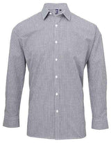 Men´s Microcheck (Gingham) Long Sleeve Cotton Shirt - PW220