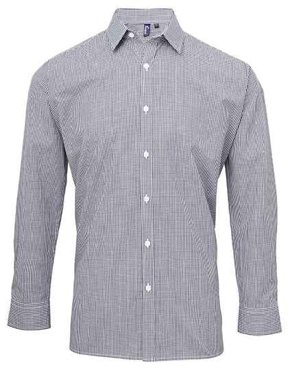 Men´s Microcheck (Gingham) Long Sleeve Cotton Shirt - PW220