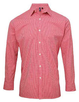 Men´s Microcheck (Gingham) Long Sleeve Cotton Shirt - PW220
