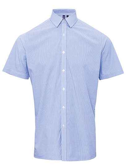Men´s Microcheck (Gingham) Short Sleeve Cotton Shirt - PW221