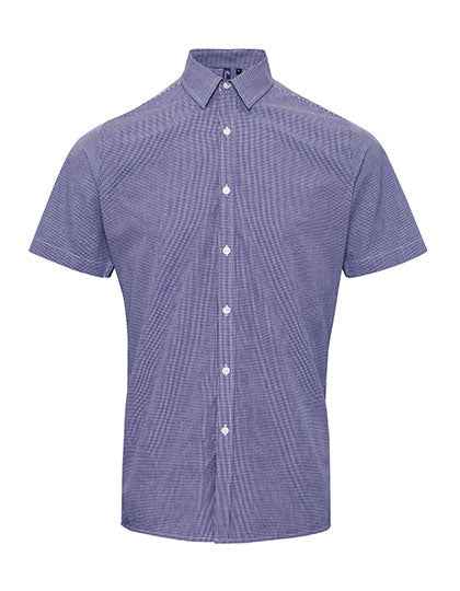 Men´s Microcheck (Gingham) Short Sleeve Cotton Shirt - PW221