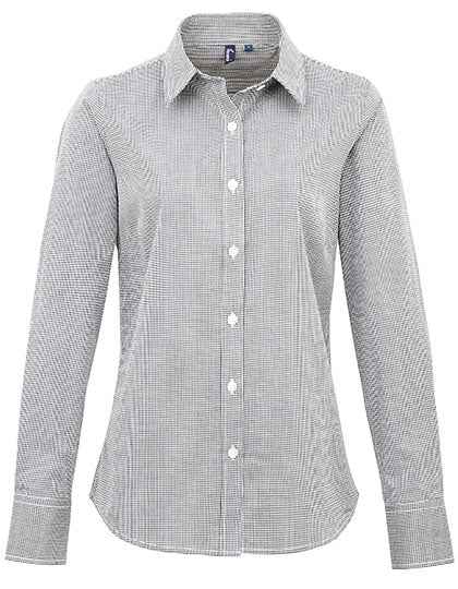 Women´s Microcheck (Gingham) Long Sleeve Cotton Shirt - PW320