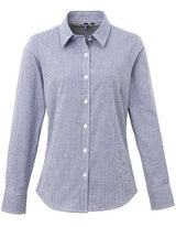 Women´s Microcheck (Gingham) Long Sleeve Cotton Shirt - PW320