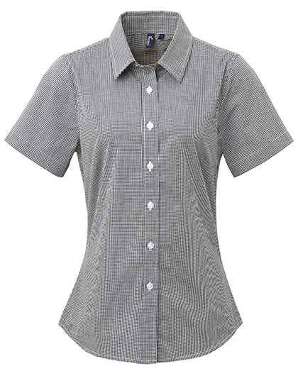 Women´s Microcheck (Gingham) Short Sleeve Cotton Shirt - PW321