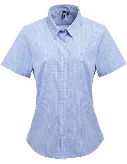 Women´s Microcheck (Gingham) Short Sleeve Cotton Shirt - PW321