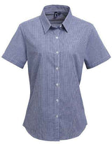 Women´s Microcheck (Gingham) Short Sleeve Cotton Shirt - PW321