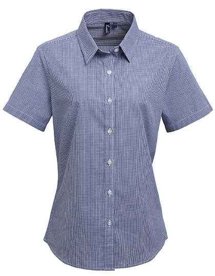 Women´s Microcheck (Gingham) Short Sleeve Cotton Shirt - PW321