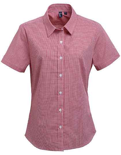 Women´s Microcheck (Gingham) Short Sleeve Cotton Shirt - PW321