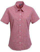 Women´s Microcheck (Gingham) Short Sleeve Cotton Shirt - PW321