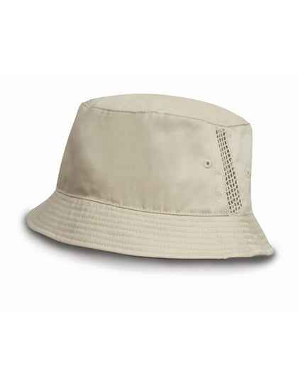 Deluxe Washed Cotton Bucket Hat With Side Mesh Panels - RH45