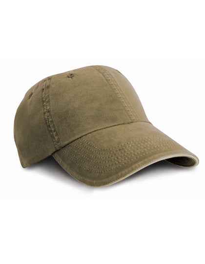 Washed Fine Line Cotton Cap With Sandwich Peak - RH54