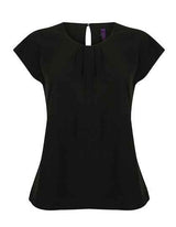 Ladies´ Pleat Front Short Sleeve Blouse - W597