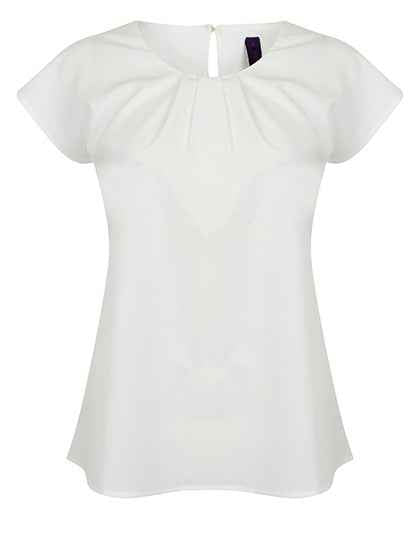 Ladies´ Pleat Front Short Sleeve Blouse - W597